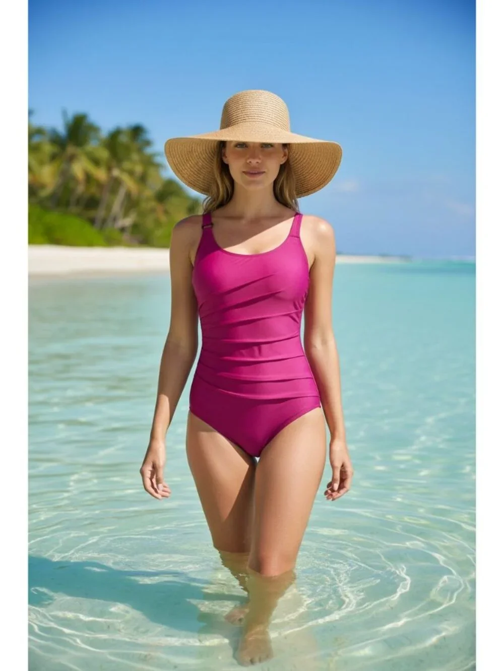 Calvin Klein 6  Berry Starburst Pleated Swimwear Tummy Control One-Piece Swimsui